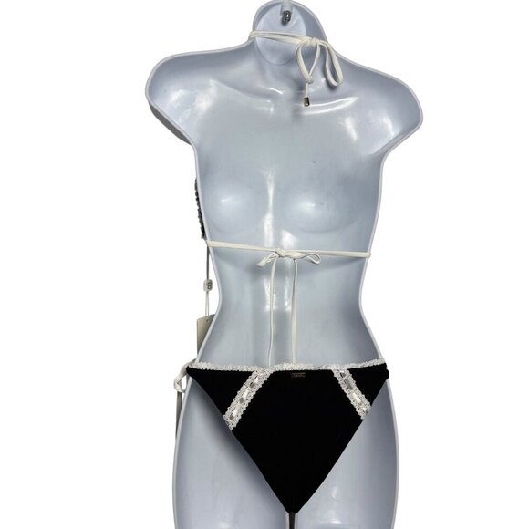 Beach Bunny Maddie Bikini Set Top: Medium & Tie Side Bottom: Small Black NWT - Picture 5 of 9